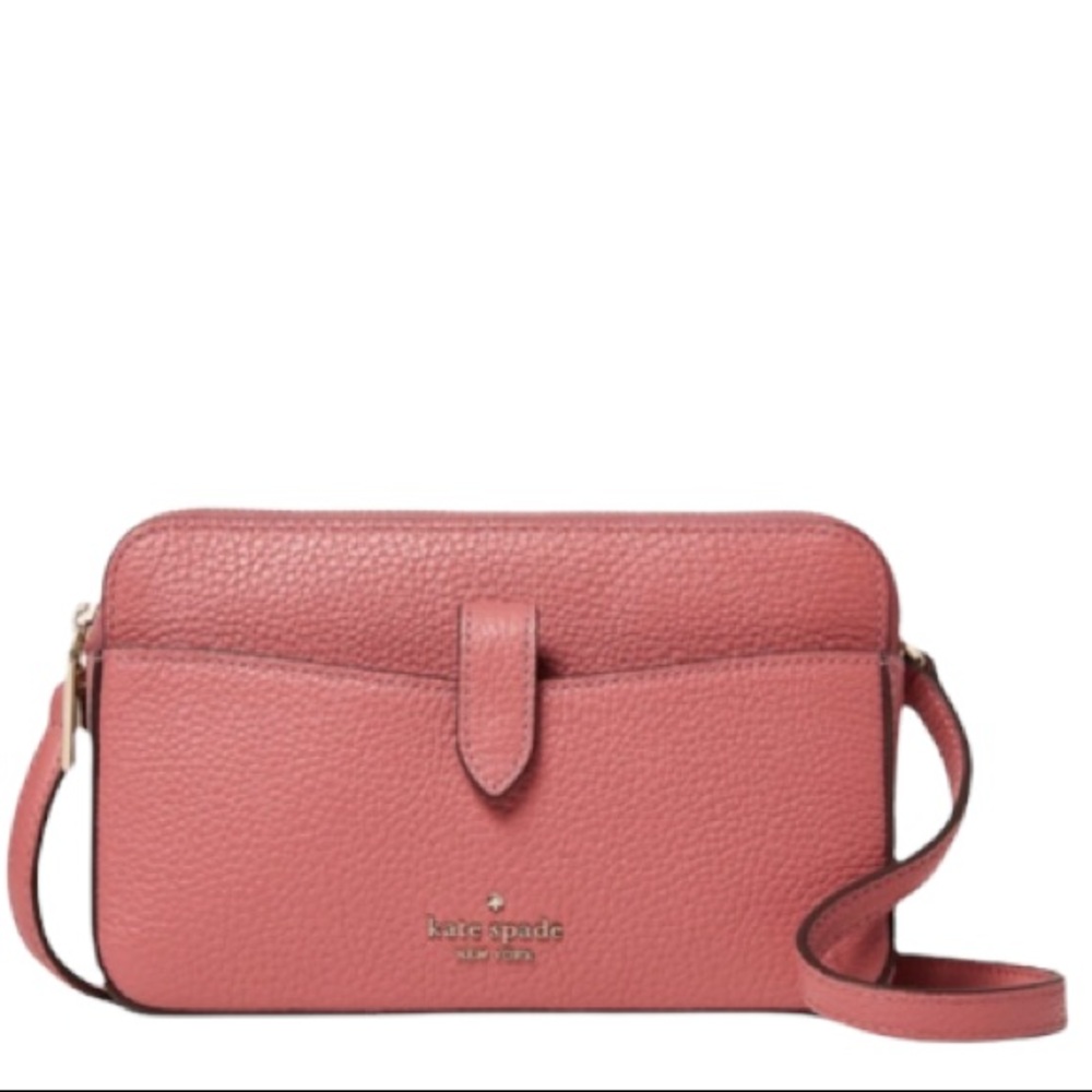 ♠️ kate spade ♠️ Leila Small Tab Leather Crossbody Bag, Pomegranate Pink - Picture 2 of 14